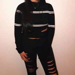 striped slitted long sleeve